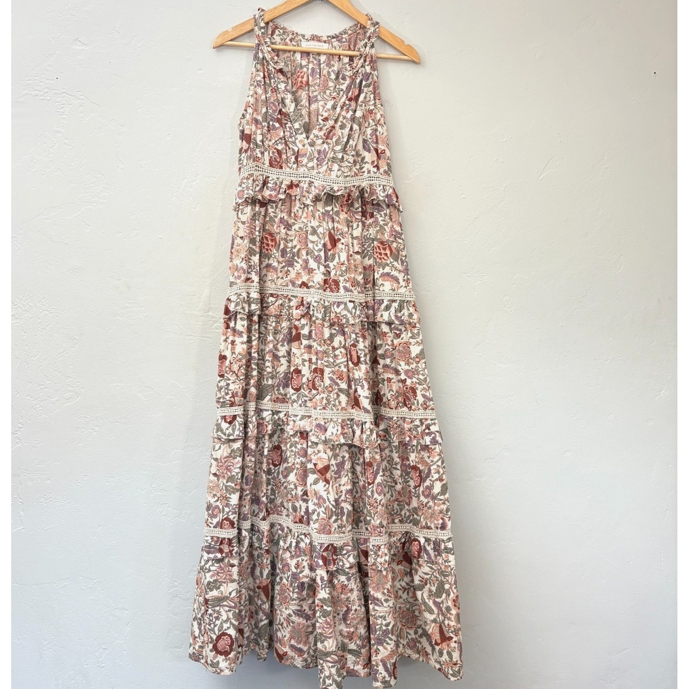 Love the Label Maxi Dress Women Size XS Paisley Floral Tiered Sleeveless FLAW